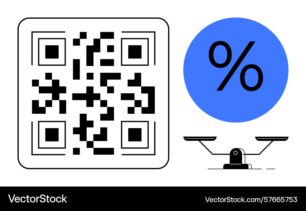 Qr code percentage symbol and scale representing Qr code percentage symbol and scale representing vector image