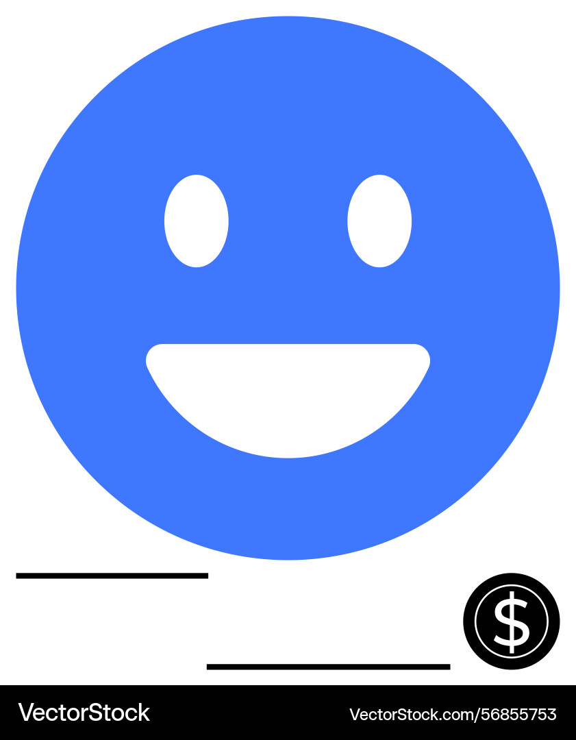 Smiling face with currency symbol representing vector image