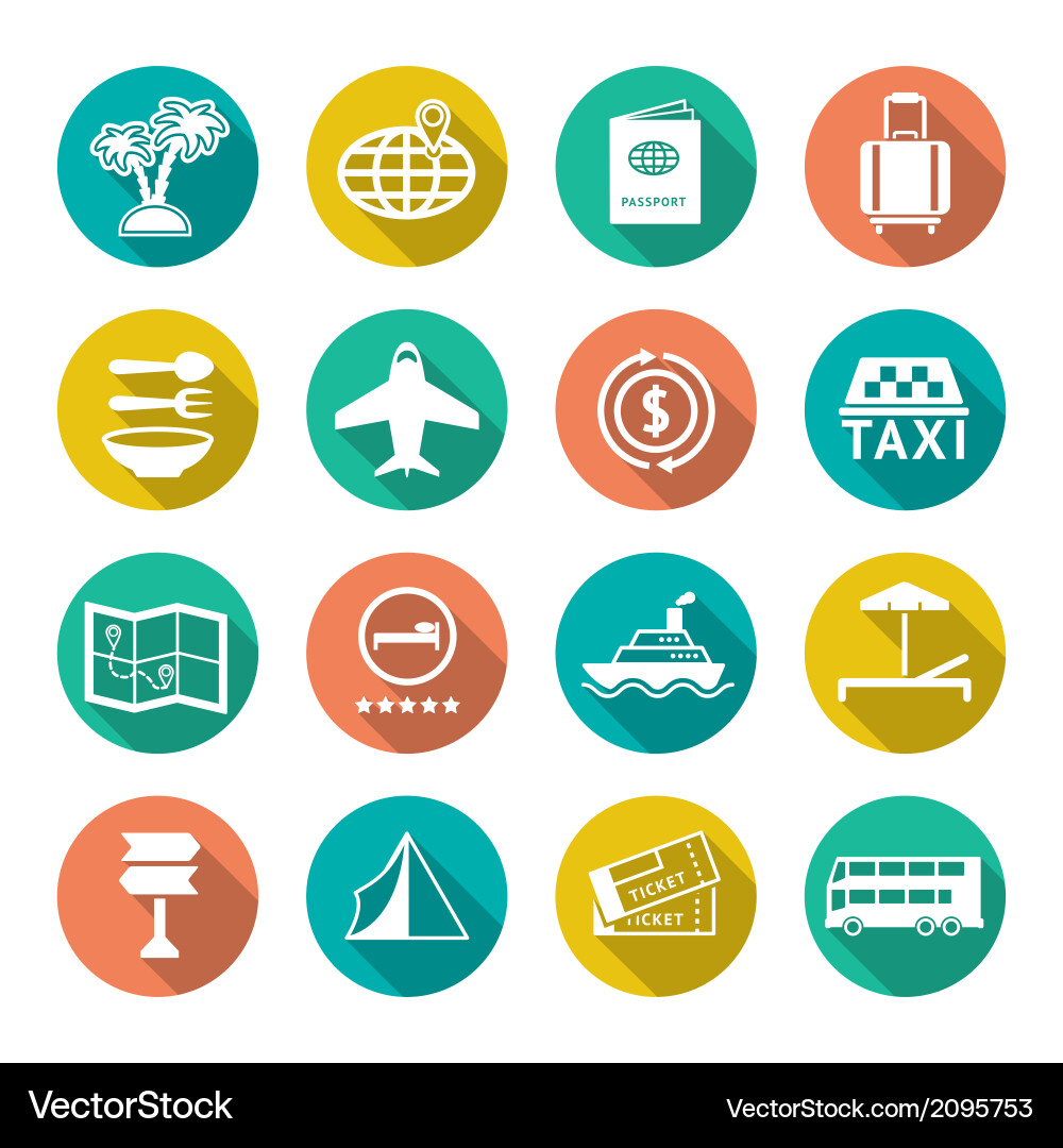 Travel and Tourism Flat Icons Vector Image
