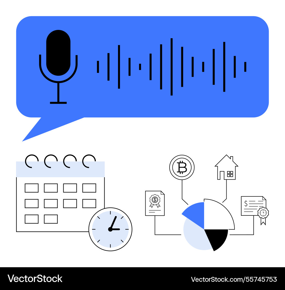 Voice command integration for scheduling finance Voice command integration for scheduling finance vector image