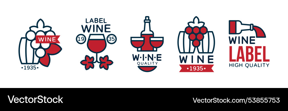 Wine label and badge design with colorful element vector image