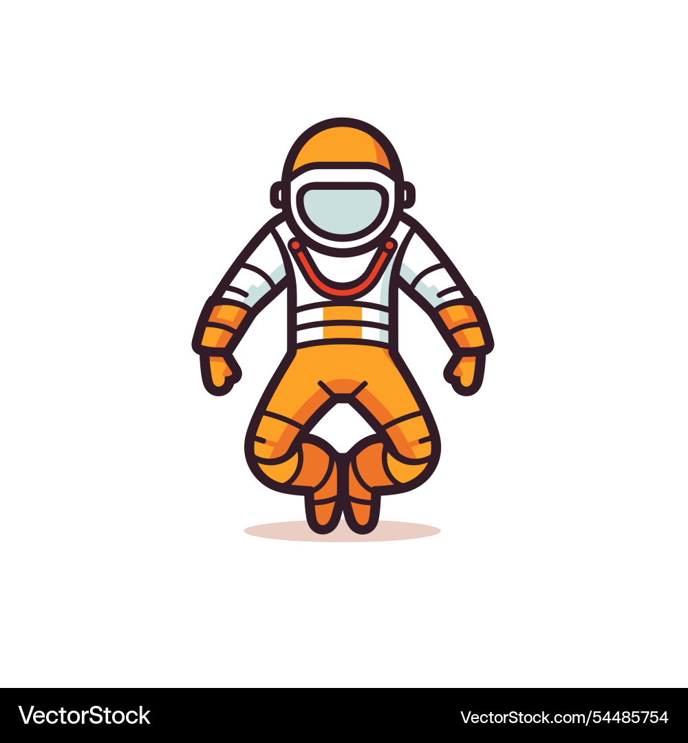 Astronaut in an orange spacesuit floating space Vector Image