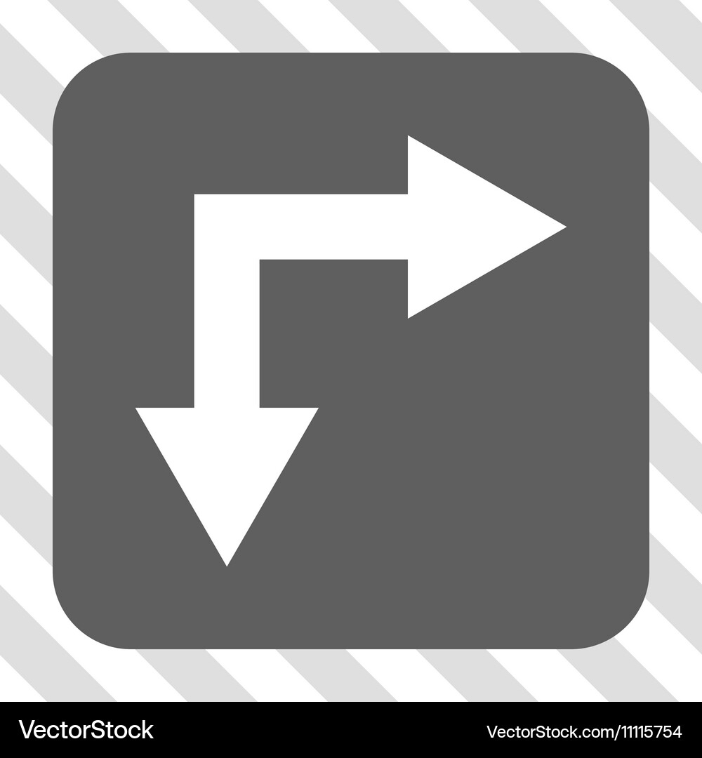 Bifurcation arrow right down rounded square button Vector Image