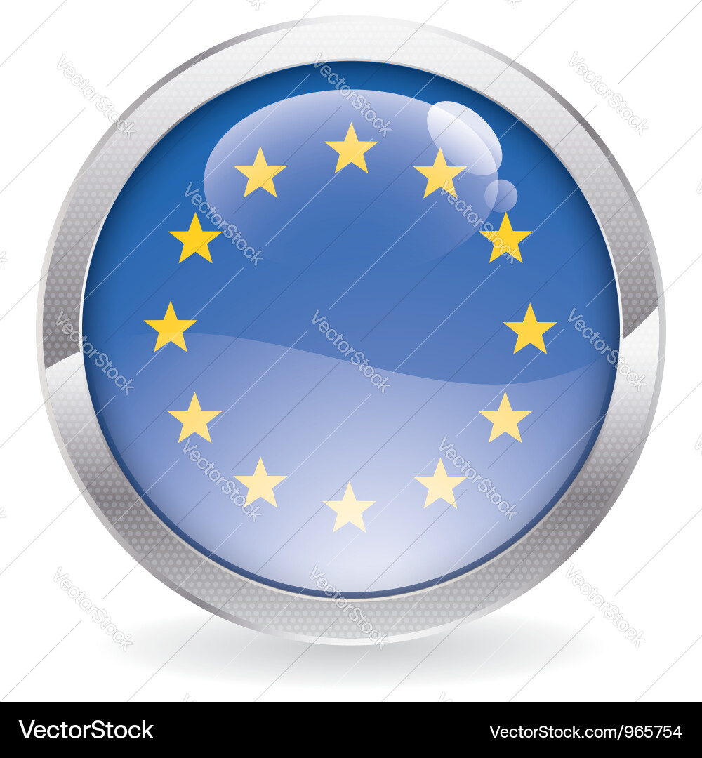 Glossy EU Flag Button vector image
