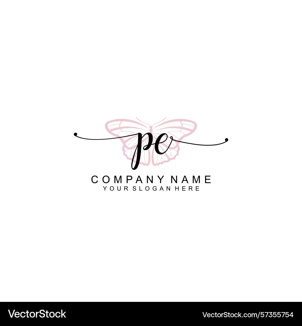 Minimalist handwritten pe initial logos with soft Minimalist handwritten pe initial logos with soft Vector Image