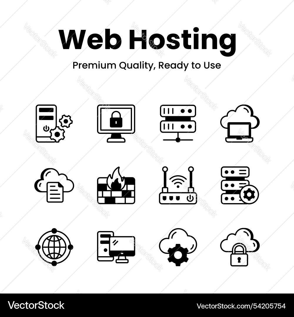 Pack of web hosting icons in modern design style Pack of web hosting icons in modern design style vector image