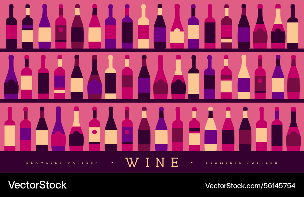 Seamless pattern with various wine bottles Seamless pattern with various wine bottles vector image