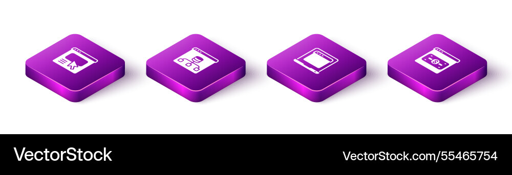 Set isometric ui or ux design server data laptop Set isometric ui or ux design server data laptop vector image