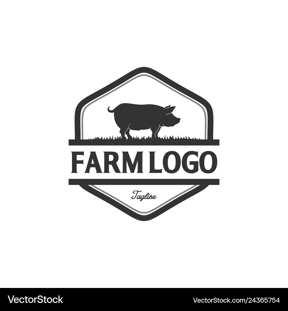 Vintage pig logo vector image