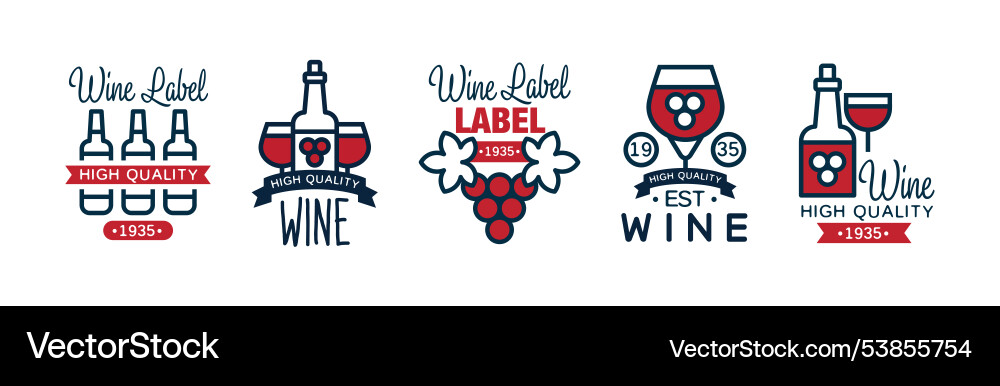Wine label and badge design with colorful element Wine label and badge design with colorful element vector image