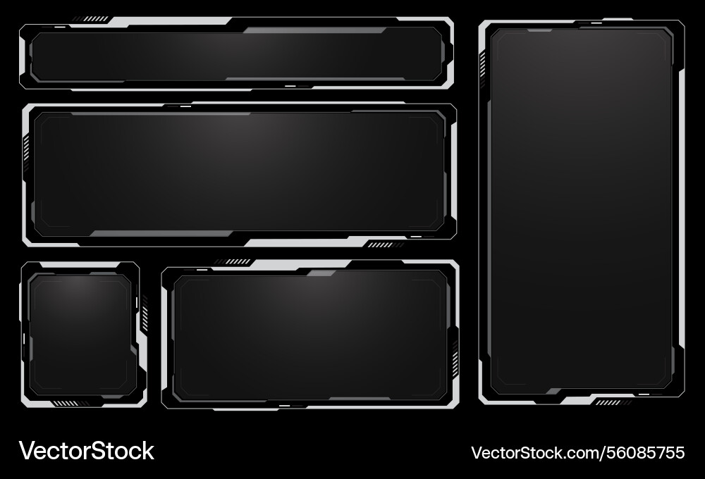 Hud frames white grey user interface elements Hud frames white grey user interface elements vector image