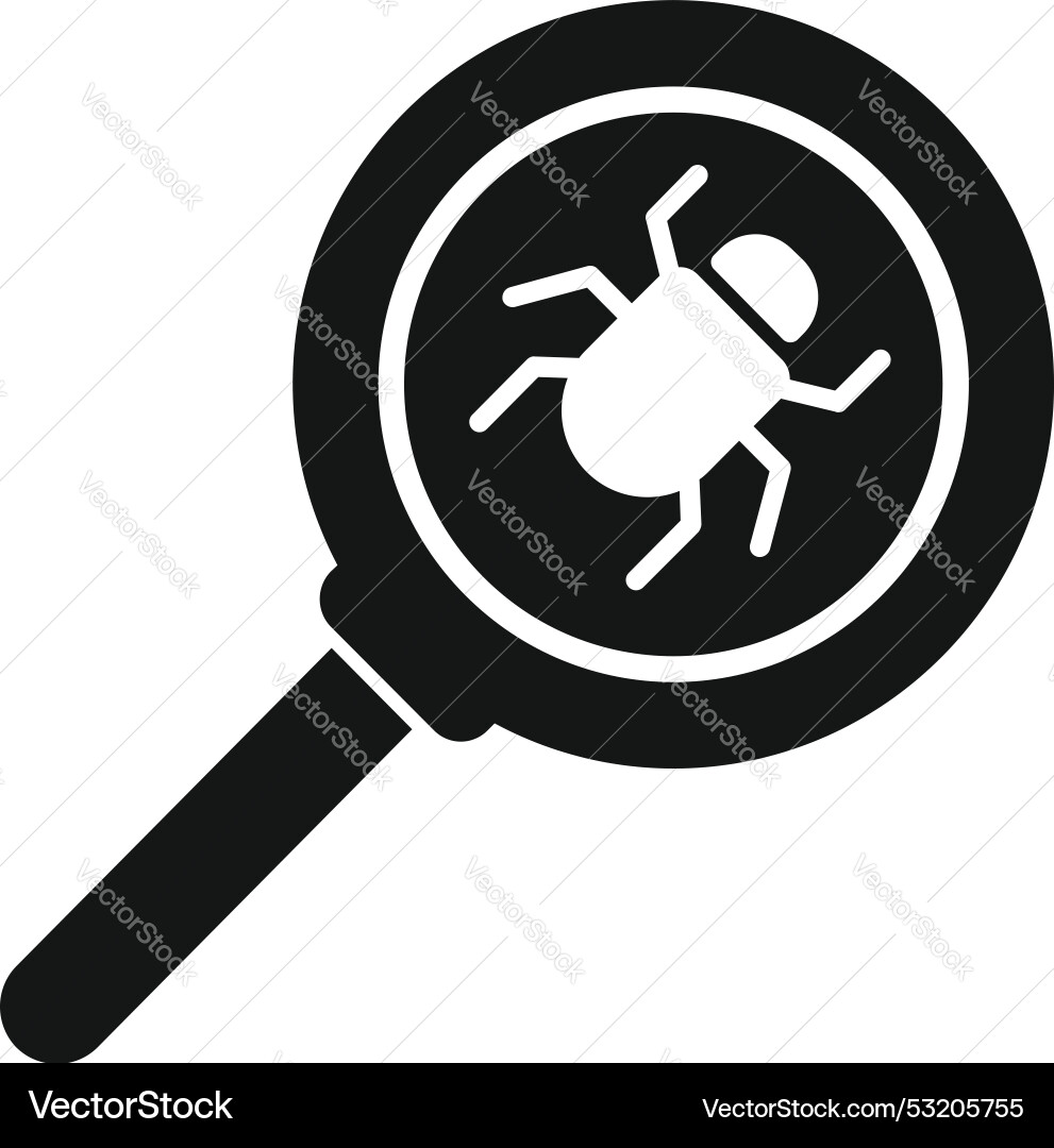 Magnifying glass focusing on a computer bug vector image