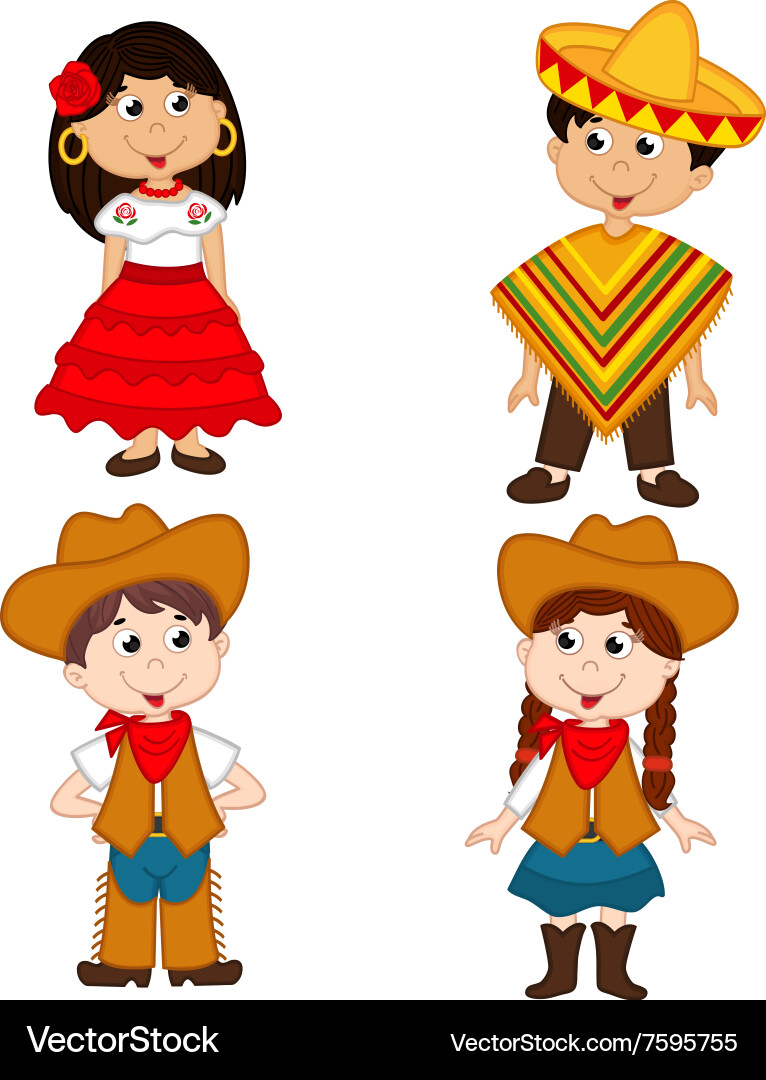 Mexican and Cowboy Children Vector Image