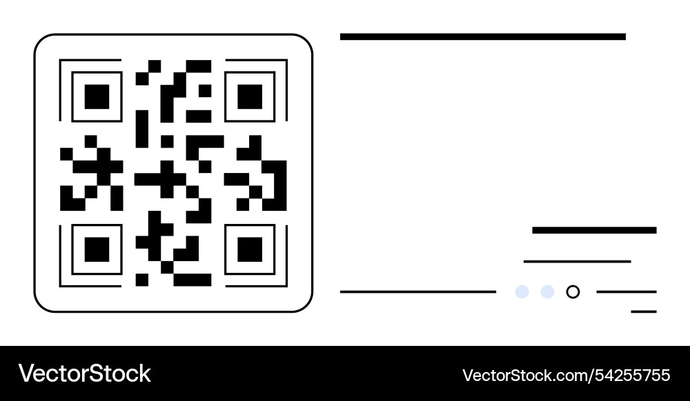 Qr code beside horizontal lines and circles Qr code beside horizontal lines and circles vector image