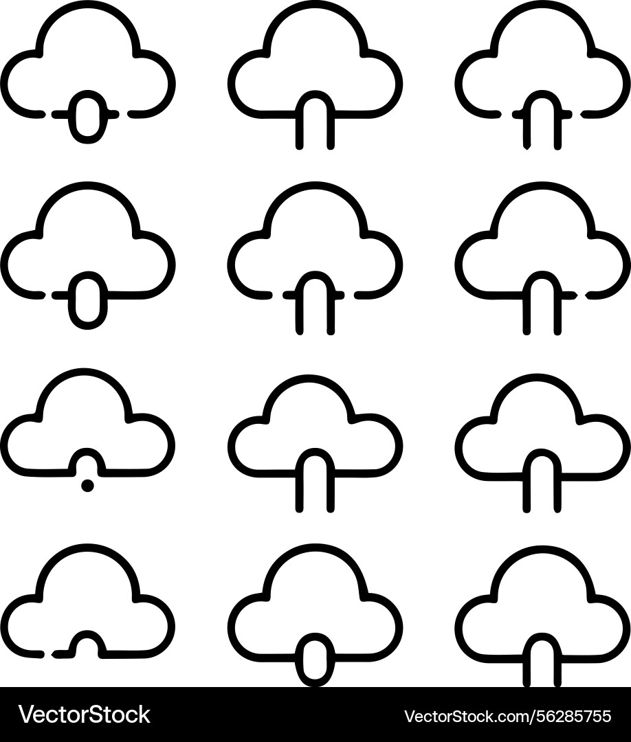Set of cloud icons in a grid layout Set of cloud icons in a grid layout Vector Image