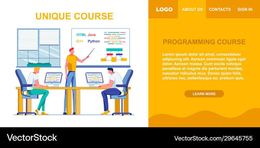 Unique programming course for students group Unique programming course for students group vector image