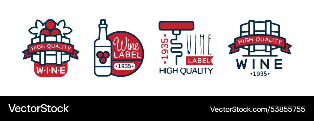 Wine label and badge design with colorful element Wine label and badge design with colorful element vector image