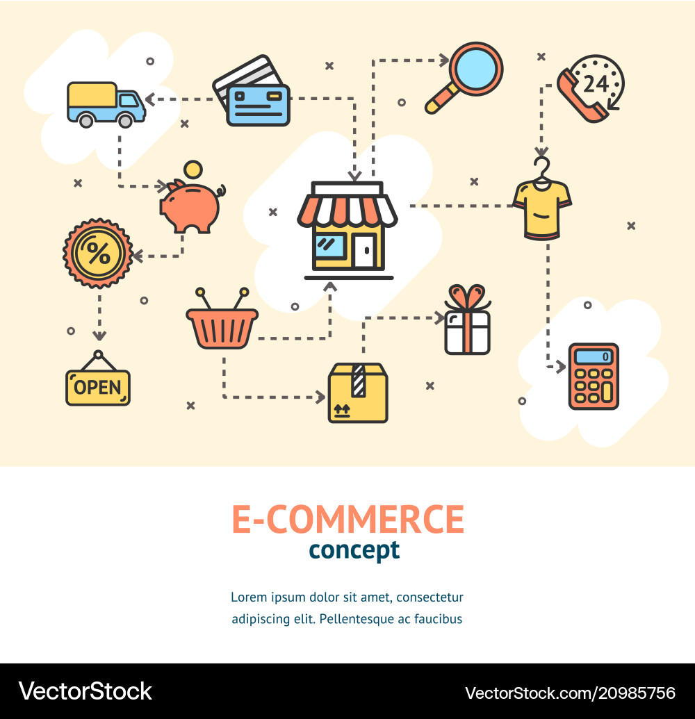 E-commerce concept banner card E-commerce concept banner card vector image