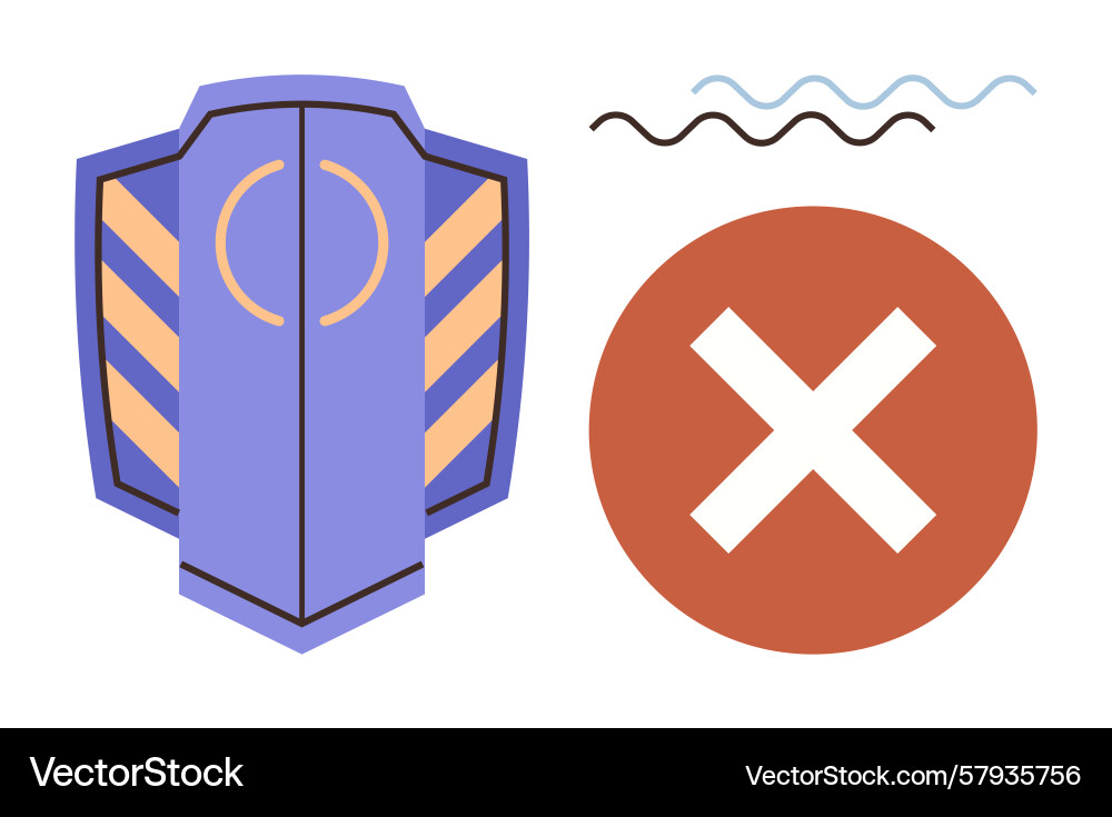 Shield and cross symbol representing security Vector Image