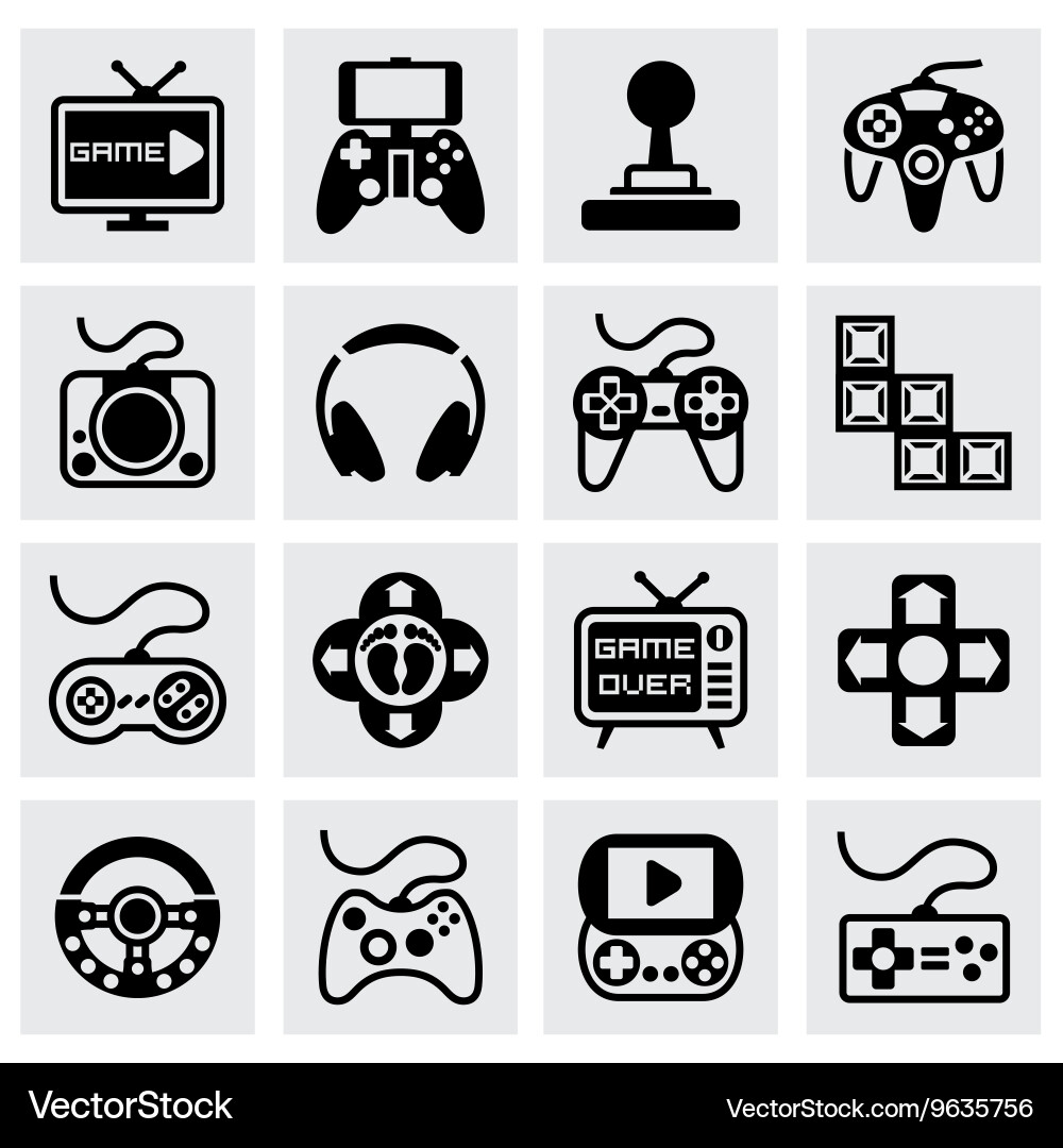 Video Game Icon Set - Pixel Art Vector Image