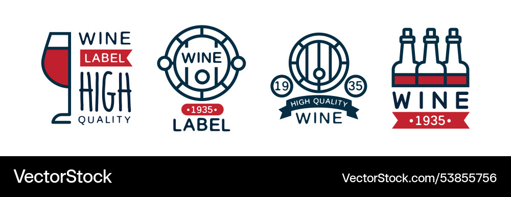 Wine label and badge design with colorful element Wine label and badge design with colorful element vector image