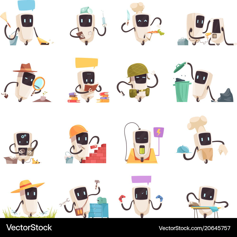 AI Robot Icons - Automation & Service vector image