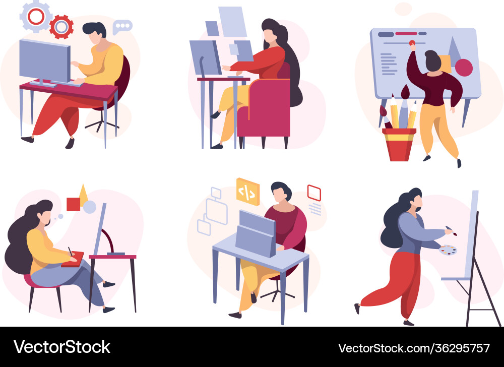 Programmers characters web codders designers Vector Image