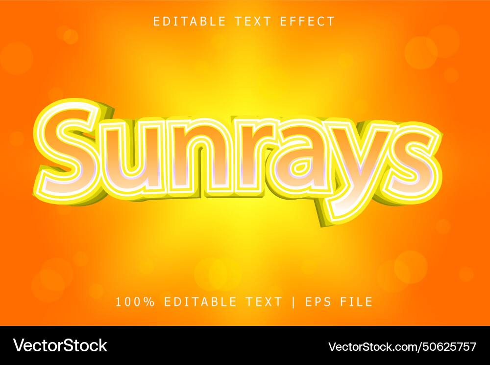 Sunrays editable text effect 3 dimension emboss Sunrays editable text effect 3 dimension emboss vector image