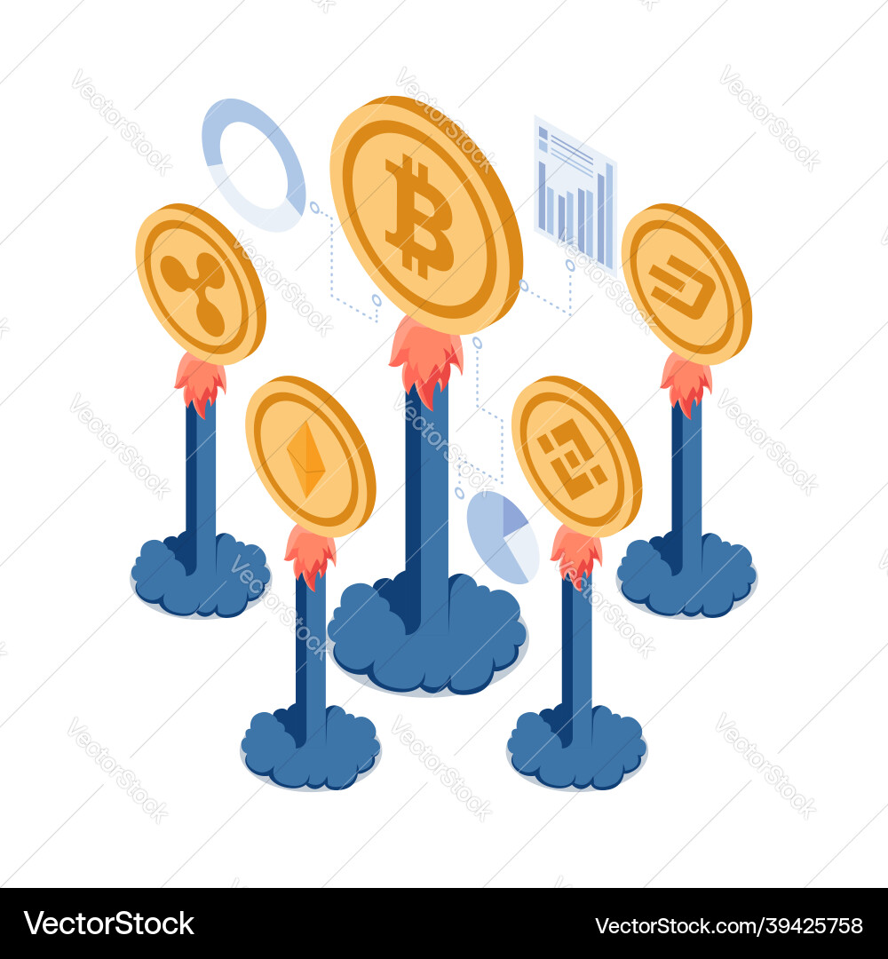 Isometric cryptocurrency alt coin growing up – Royalty-Free Vector |  VectorStock