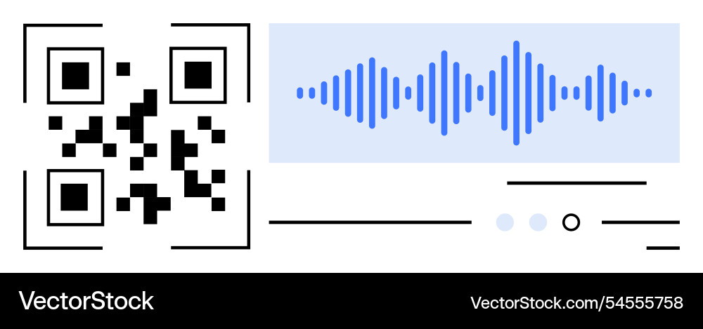 Qr-Code mit Schallwellenform und Schnittstellenelementen Vektorbild