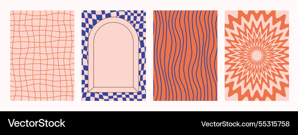 Retro pattern set abstract psychedelic groovy Retro pattern set abstract psychedelic groovy vector image