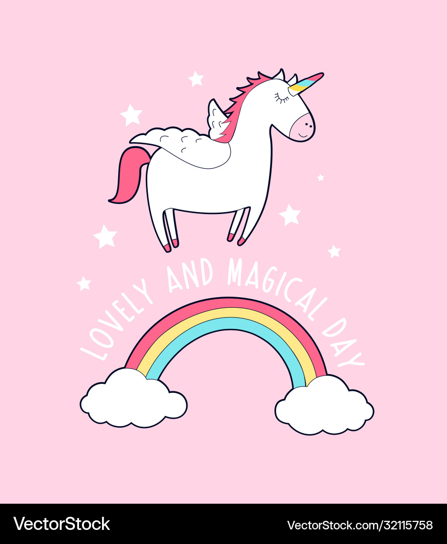 Unicorn print design with slogan Unicorn print design with slogan vector image