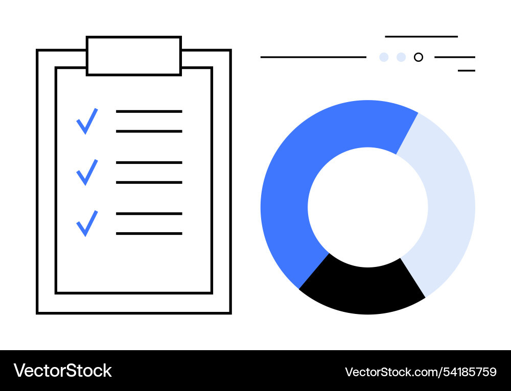 Checklist and pie chart for efficient task Checklist and pie chart for efficient task vector image