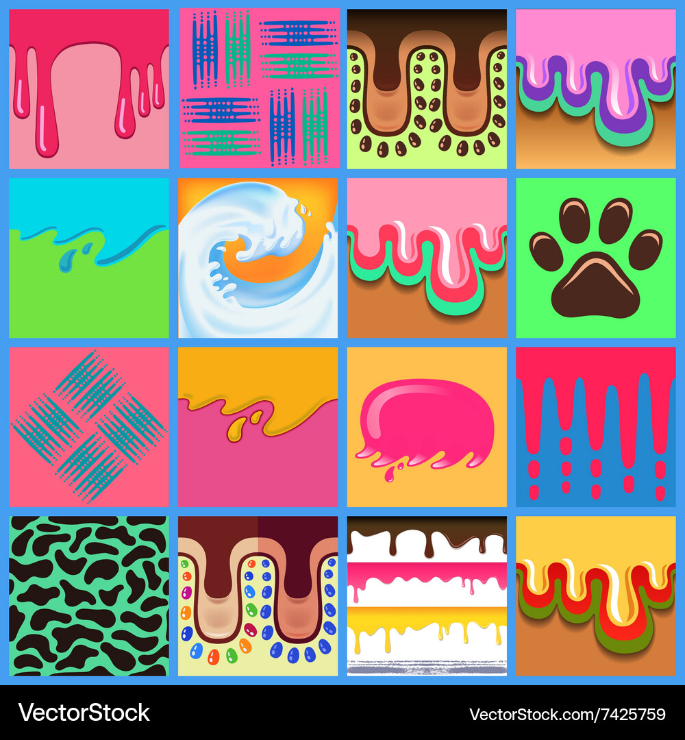 Colored seamless pattern drips background set Vector Image