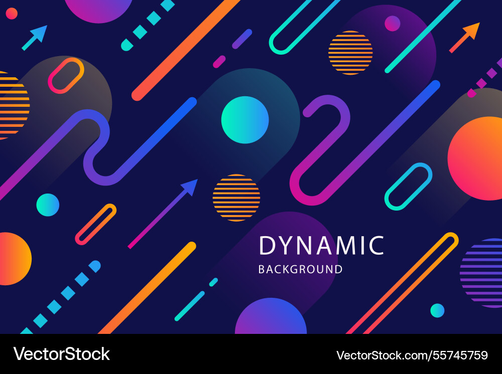 Flat colorful dynamic shapes background vector image