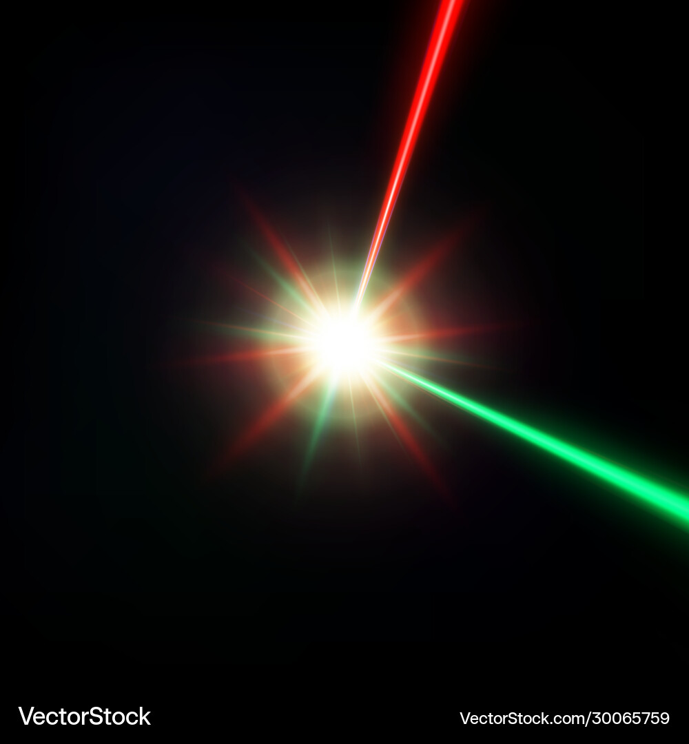 Roter und grüner Laserstrahl Roter und grüner Laserstrahl vektorbild