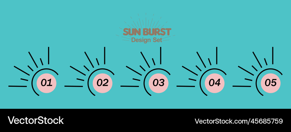 Sunburst design set simple heading frame Sunburst design set simple heading frame vector image
