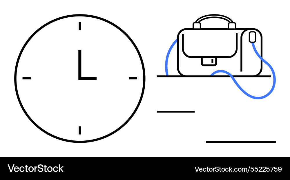 Wall clock with briefcase and abstract lines Wall clock with briefcase and abstract lines vector image