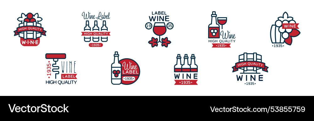 Wine label and badge design with colorful element Wine label and badge design with colorful element vector image