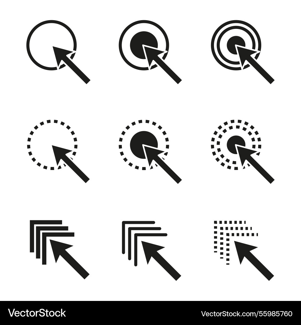 Cursor Klicken Sie auf Symbol Pfeil Zeiger Grafik kreisförmig Vektorbild