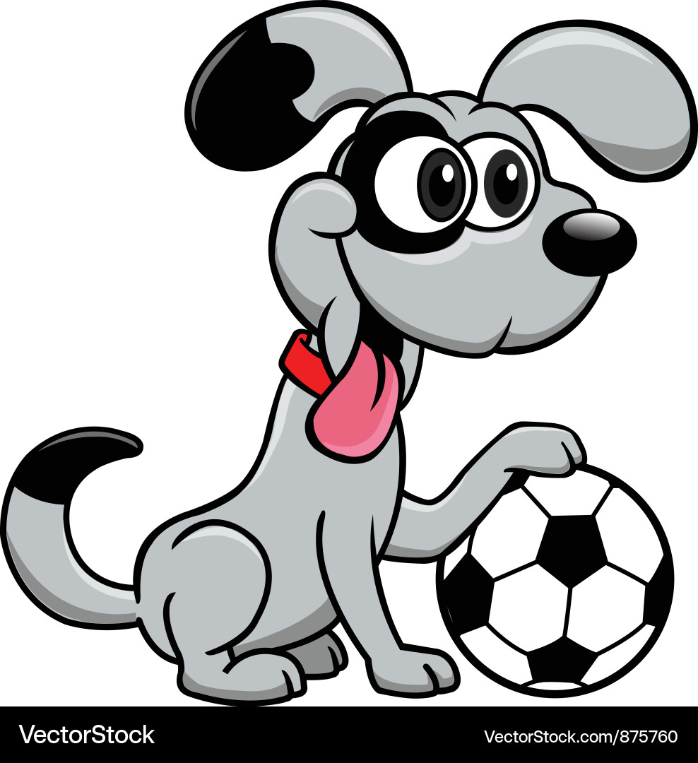 Cute Dog Playing with Soccer Ball vector image