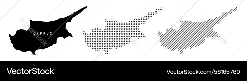 Cyprus silhouette map and two patterns of dots Vector Image