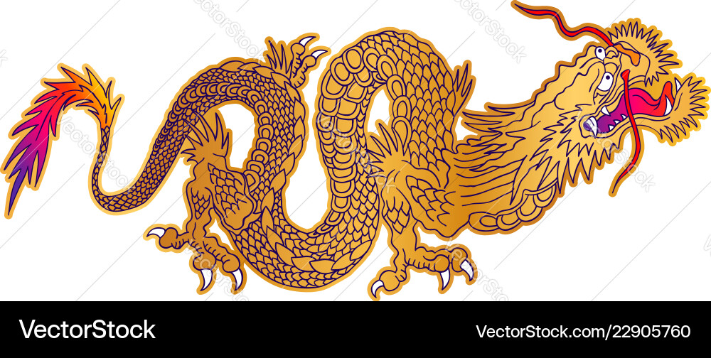 Golden japanese dragon Golden japanese dragon vector image