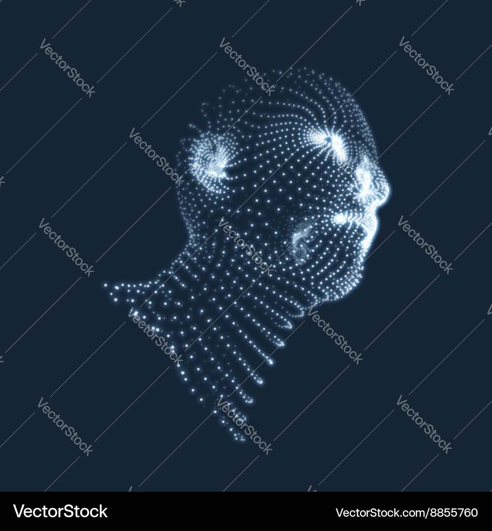 Head of the person from a 3d grid human Vector Image