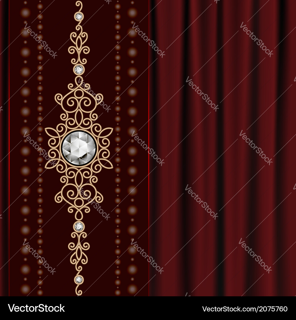 Red Drapery with Gold Jewelry vector image