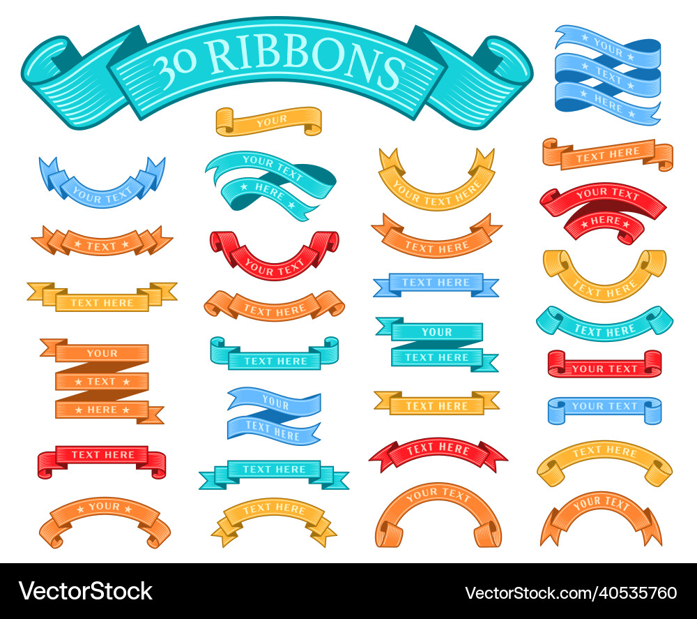 Ribbons set - flat collection Ribbons set - flat collection vector image
