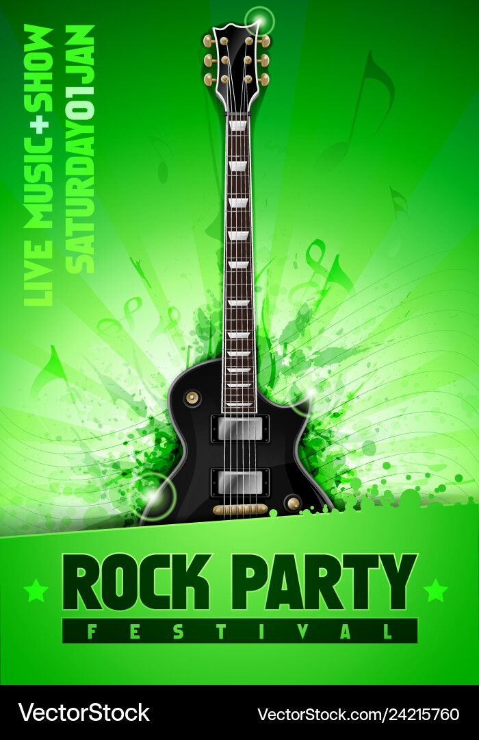 Rock Festival Flyer Design Template mit Gitarre Rock Festival Flyer Design Template mit Gitarre vektorbild