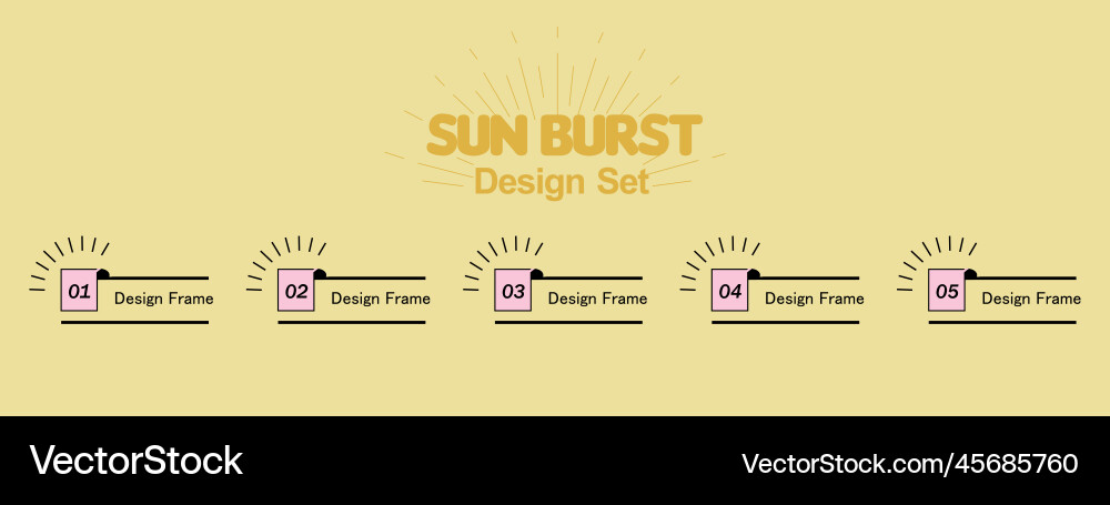Sunburst design set simple heading frame vector image