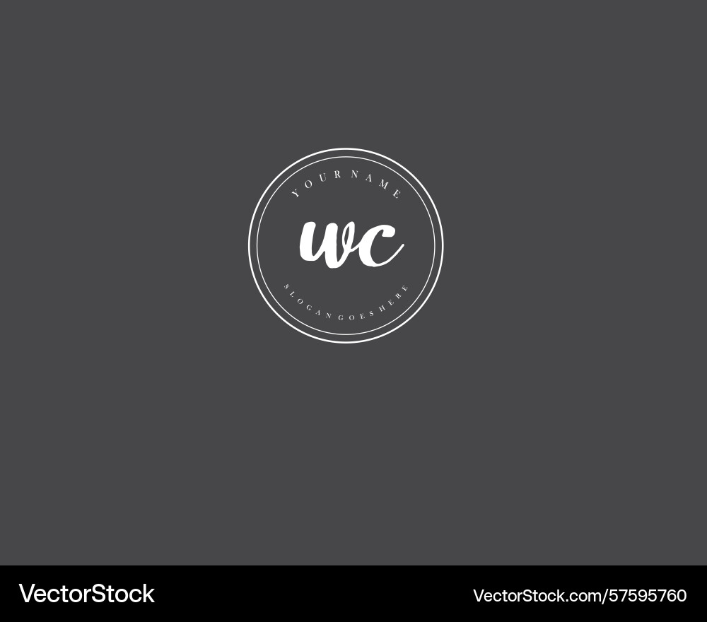 Wc initial handwriting logo design collection Vector Image