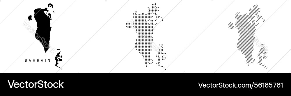 Bahrain silhouette map and two patterns of dots Vector Image